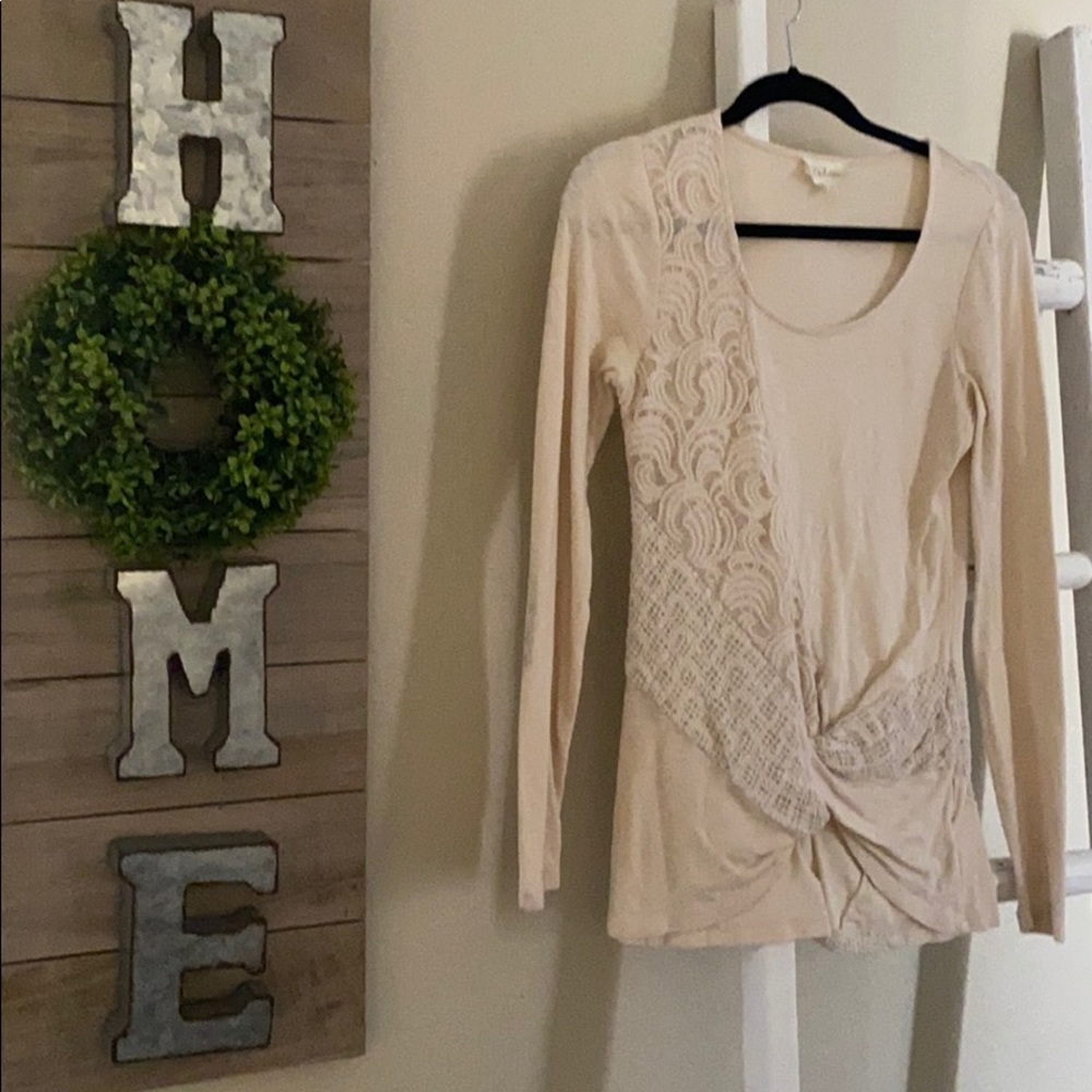 Anthropology Deletta long sleeve lace crochet top